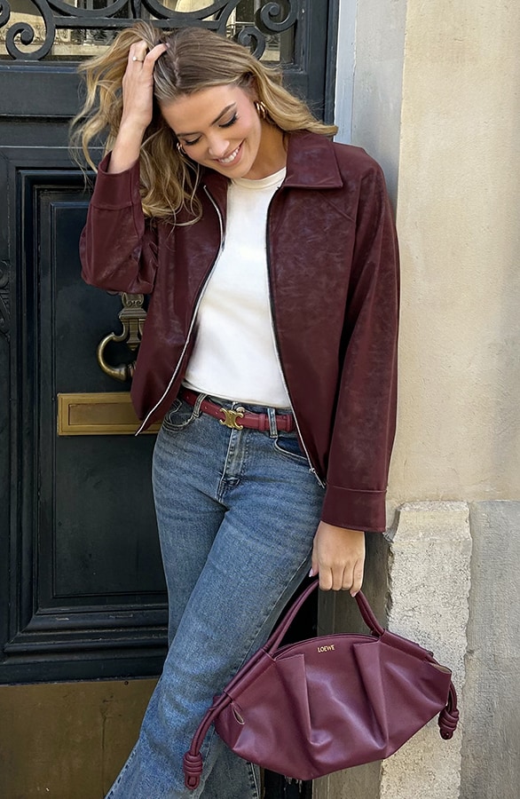 Coated Oversized Jacket Burgundy – shoparchief, foto 3