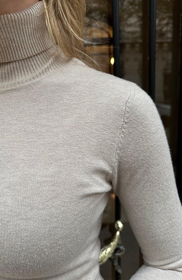 Rollkragenpullover Damen Beige, Foto 6