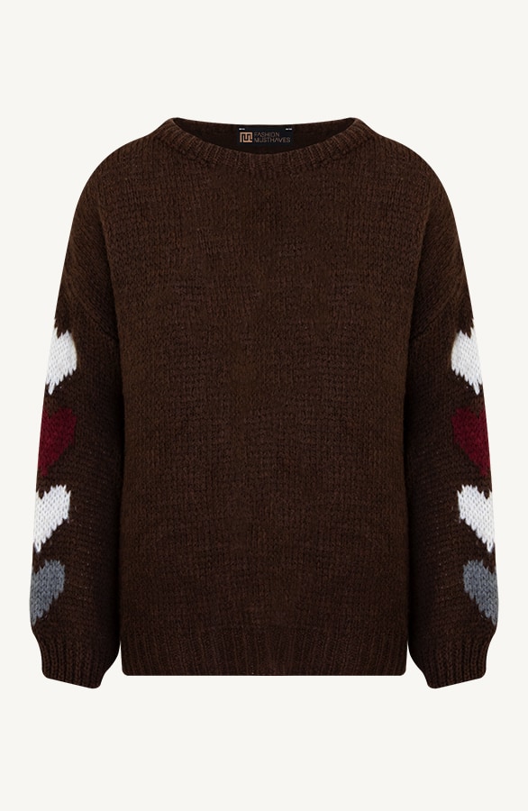 Cozy Hearts Sweater Choco – truien, foto 3