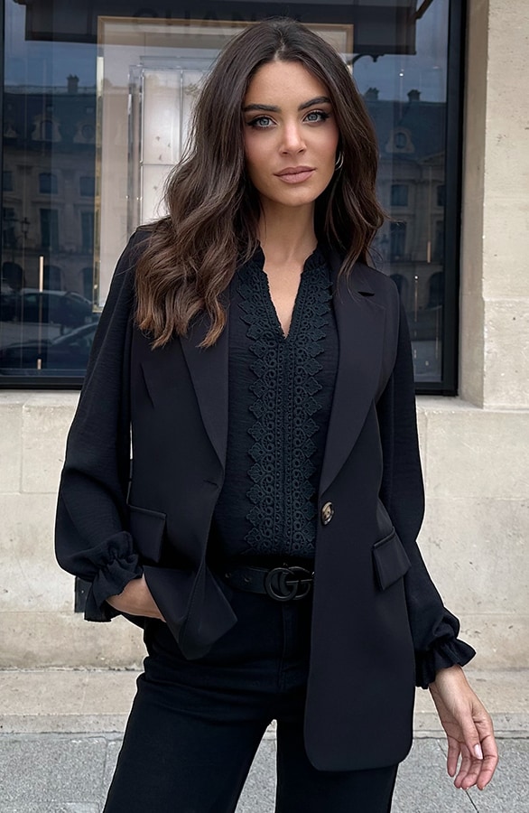 Elegant Blazer Gilet Zwart – blazers, foto 10