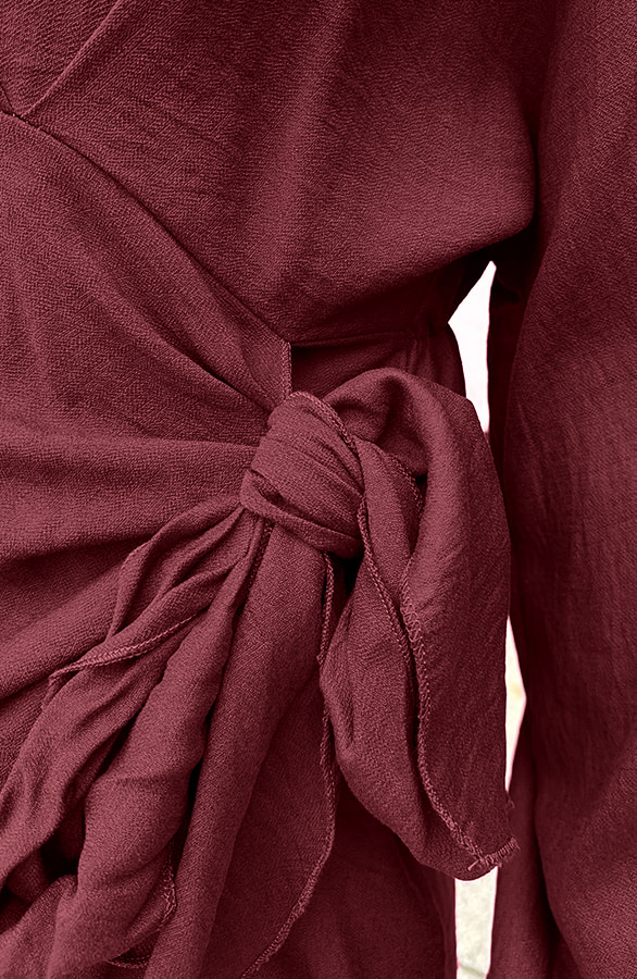 Elegant V-Hals Jurk Burgundy – jurken, foto 4