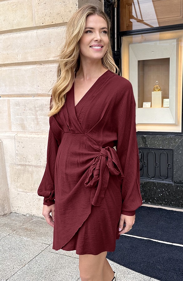 Elegant V-Hals Jurk Burgundy – jurken, foto 5