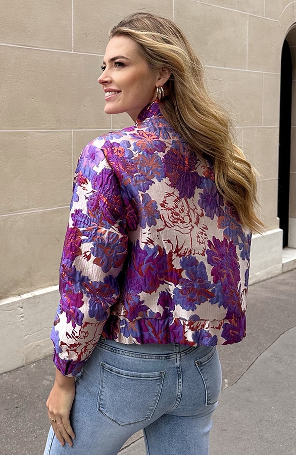 Jacquard Bomberjacket Flower Paars – jassen, foto 3
