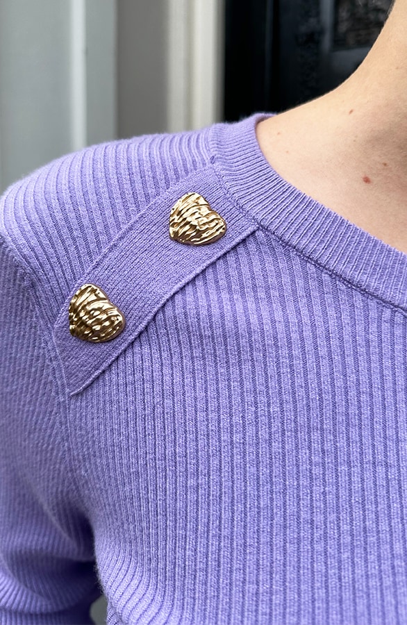 Knitted Trui Hartjes Knopen Lila – tops, foto 5