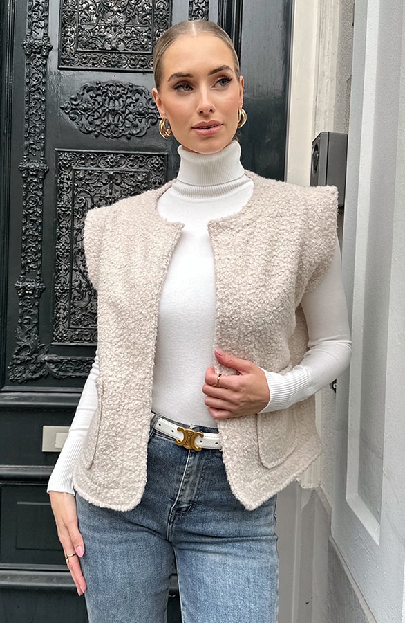 Limited Boucle Gilet Beige – vesten, foto 6