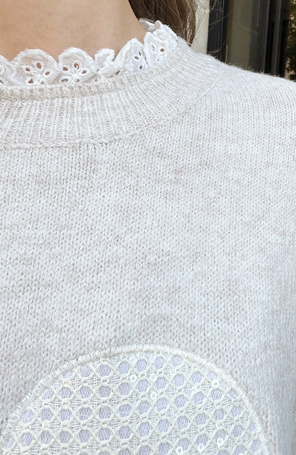 Love Lace Sweater Beige – shoparchief, foto 6