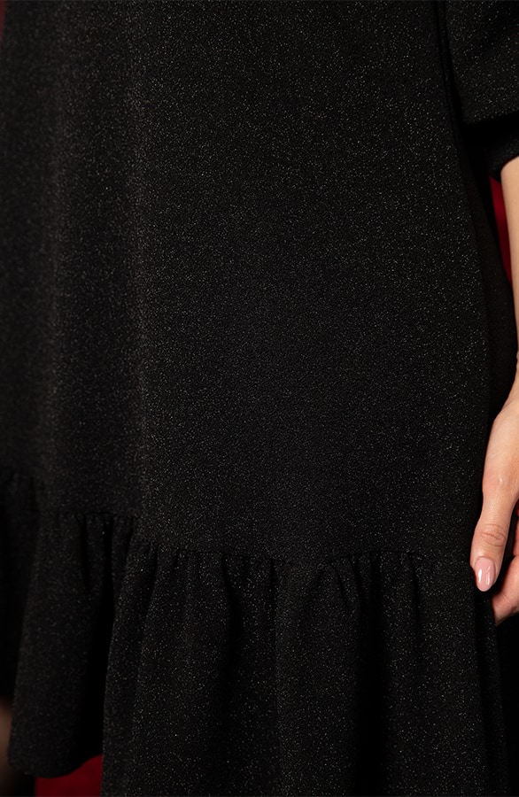 Lurex Ruffle Jurk Zwart – jurken, foto 5