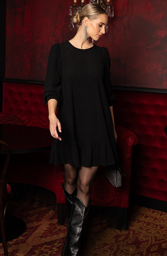 Lurex Ruffle Jurk Zwart – jurken, foto 2
