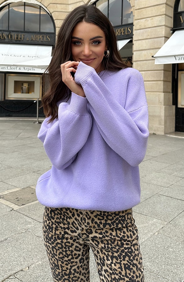 Luxury Soft Trui Wijde Mouw Lila – shoparchief, foto 7