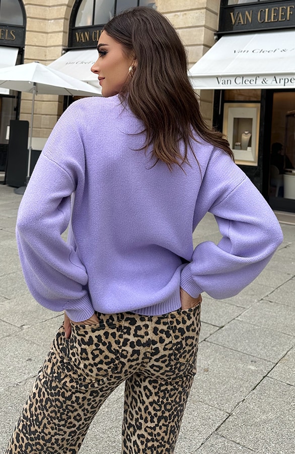 Luxury Soft Trui Wijde Mouw Lila – shoparchief, foto 3