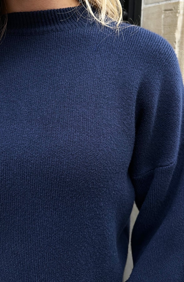 Luxury Soft Trui Wijde Mouw Marine – shoparchief, foto 4