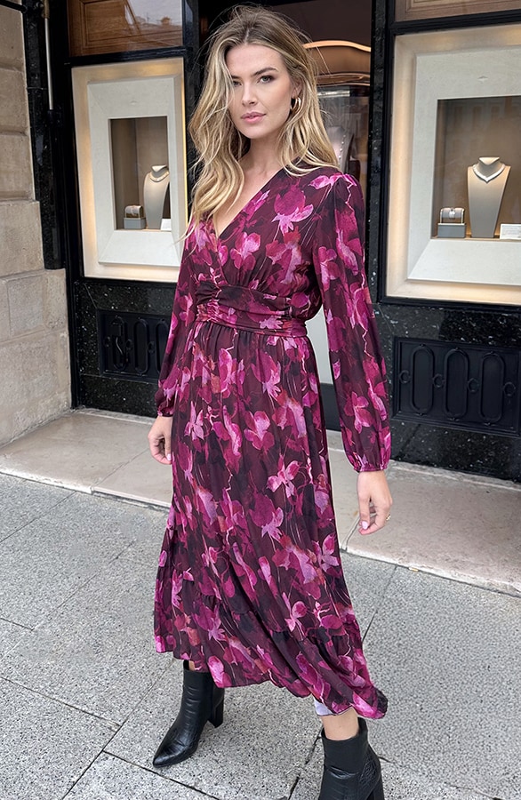 Maxi Jurk Flowerprint Roze – jurken, foto 6