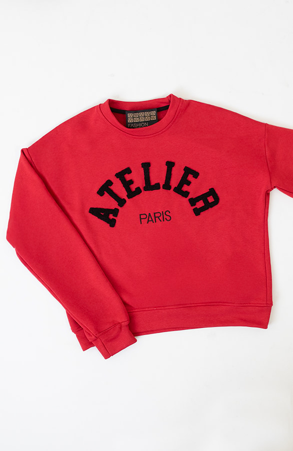 Oversized Atelier Paris Sweater Bright Red – truien, foto 4