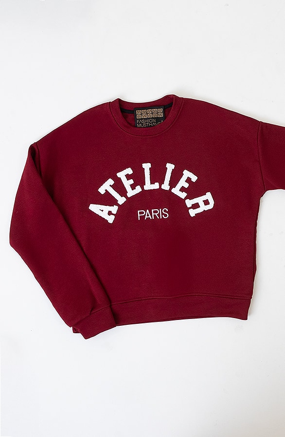 Oversized Atelier Paris Sweater Burgundy – truien, foto 3