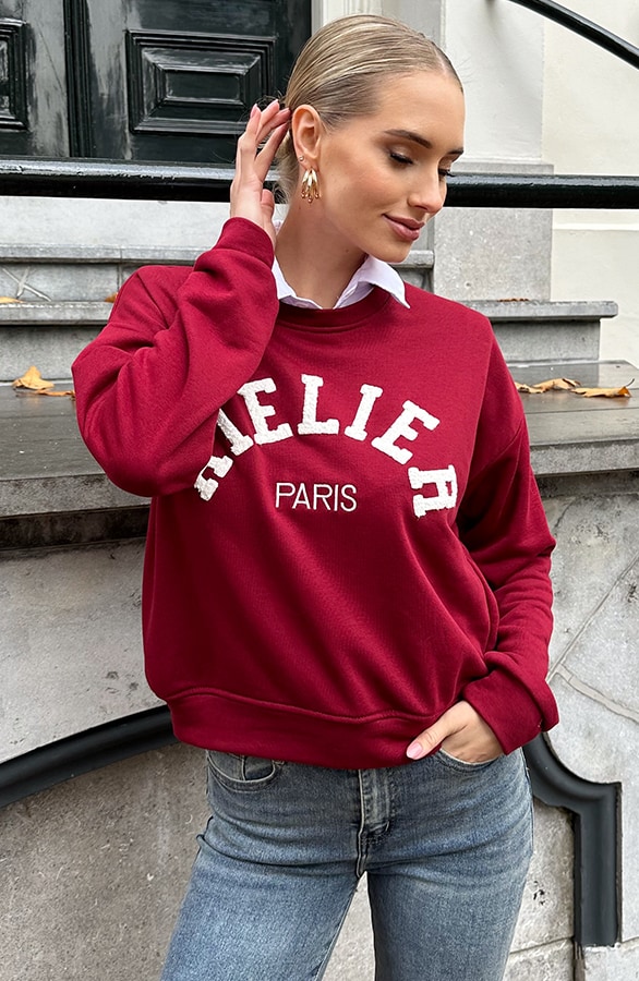 Oversized Atelier Paris Sweater Burgundy – truien, foto 5