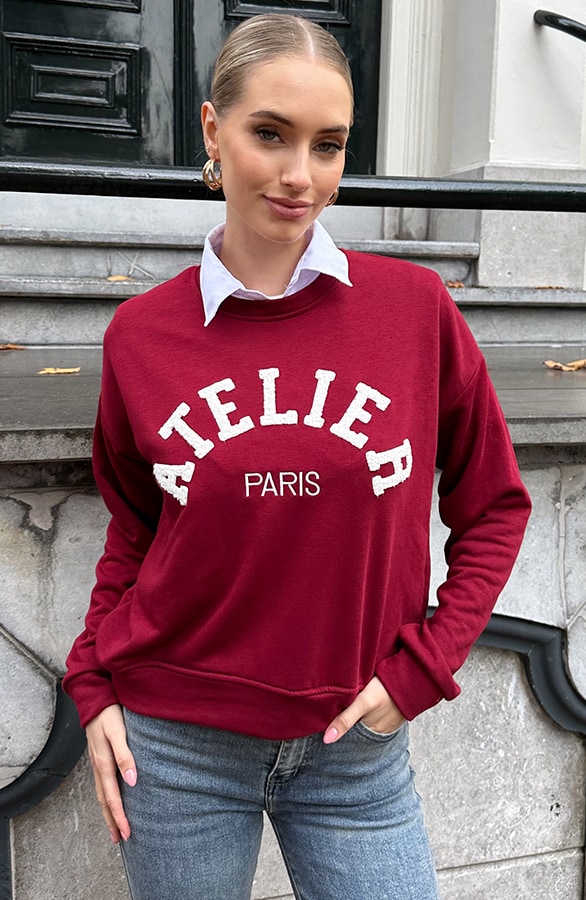 Oversized Atelier Paris Sweater Burgundy – truien, foto 6