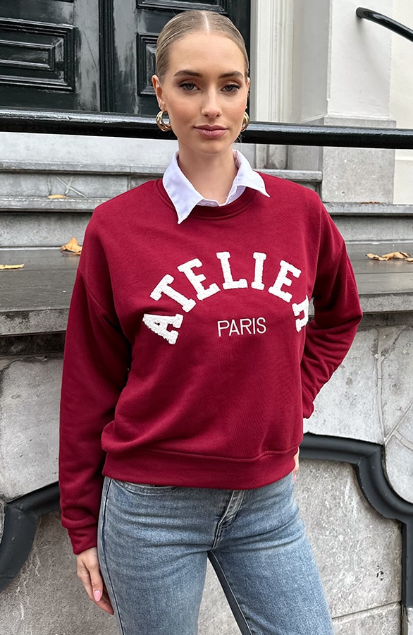 Oversized Atelier Paris Sweater Burgundy – truien, foto 10
