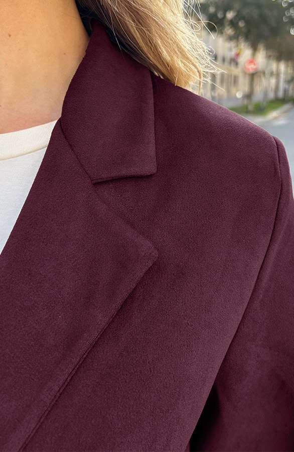 Oversized Suede Blazer Burgundy – jassen, foto 6