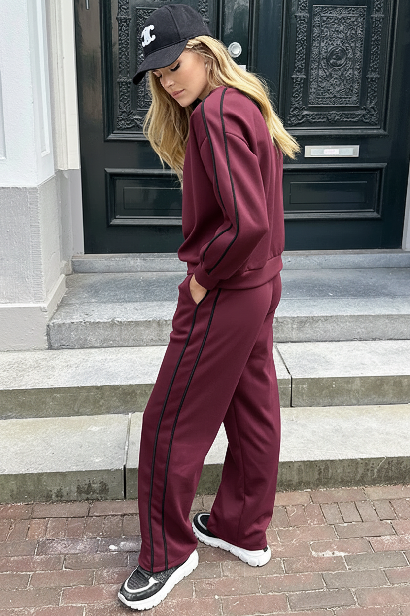 Oversized Trui Met Bies Burgundy – truien, foto 3