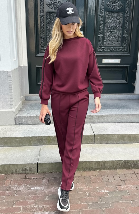 Oversized Trui Met Bies Burgundy – truien