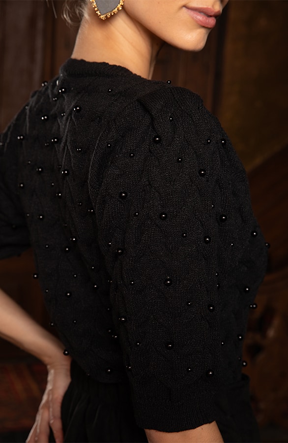 Knitted Detailed Pearl Trui Zwart – tops, foto 4