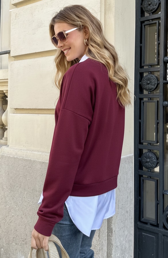 Rive Gauche Sweater Burgundy – truien, foto 3
