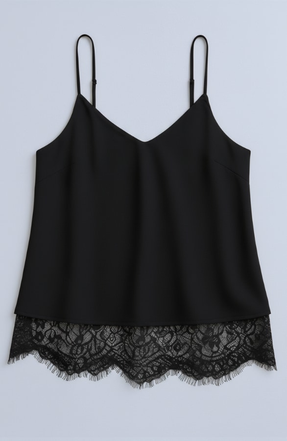 Satin Lace Top Zwart – tops