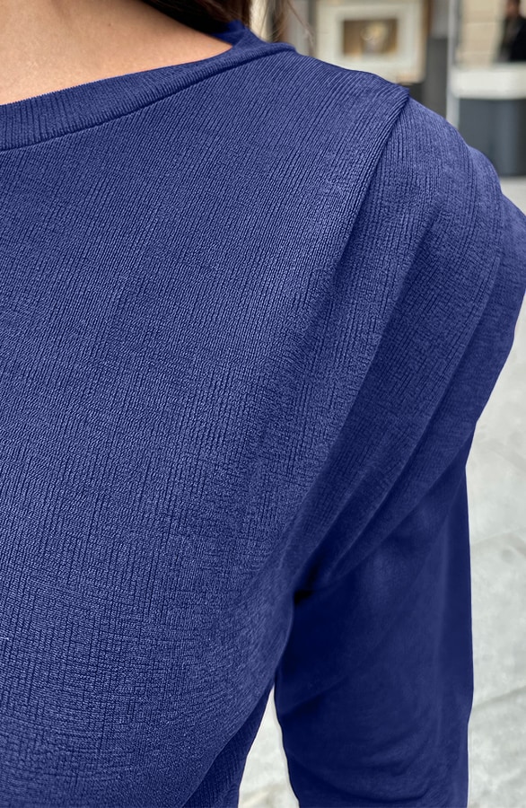 Schoudervulling Long Sleeve Stretch Top Marine – tops, foto 7