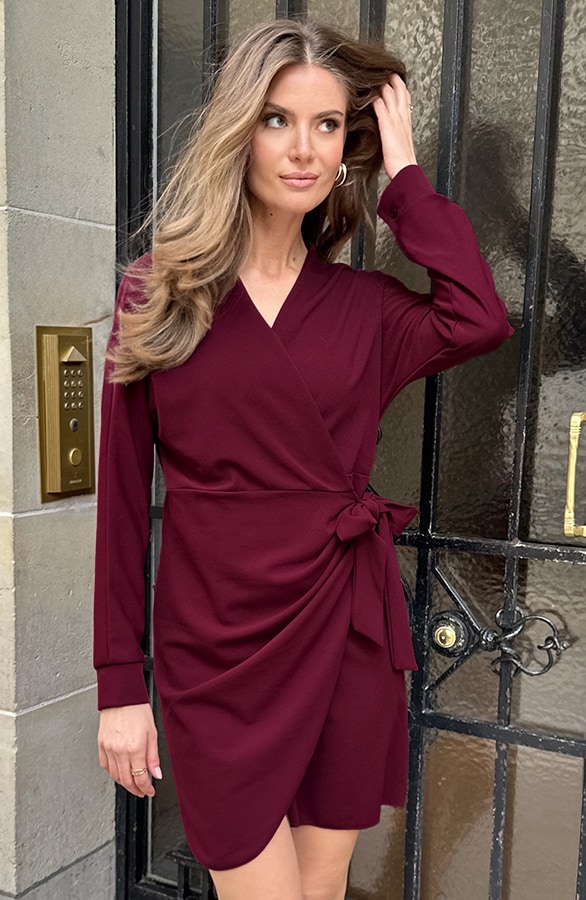 Scuba Long Sleeve Jurk Burgundy – jurken, foto 12
