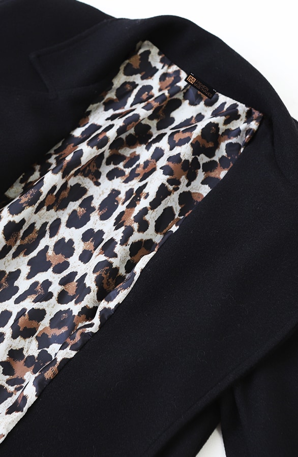 Soft Coat Met Leopard Lining Zwart – jassen, foto 7