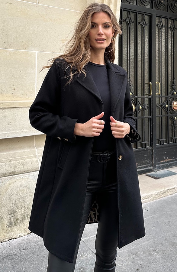 Soft Coat Met Leopard Lining Zwart – jassen, foto 10
