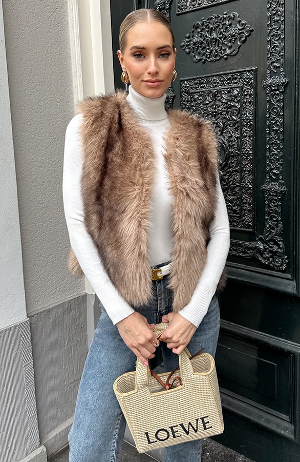 Soft Faux Fur Gilet Beige – shoparchief, foto 9