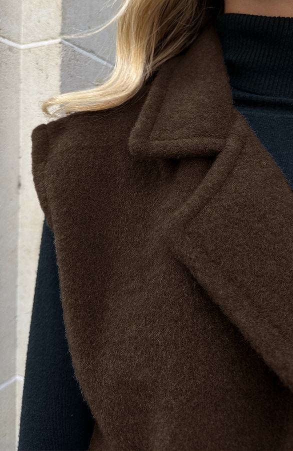 Soft Oversized Button Gilet Choco – vesten, foto 4