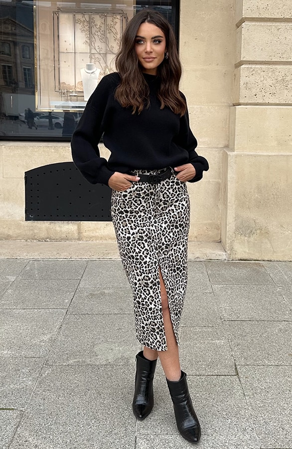 Spijkerrok Met Split Leopard – rokken, foto 5