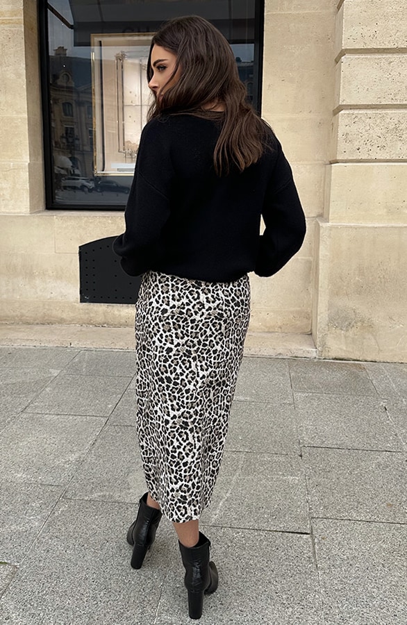 Spijkerrok Met Split Leopard – rokken, foto 3