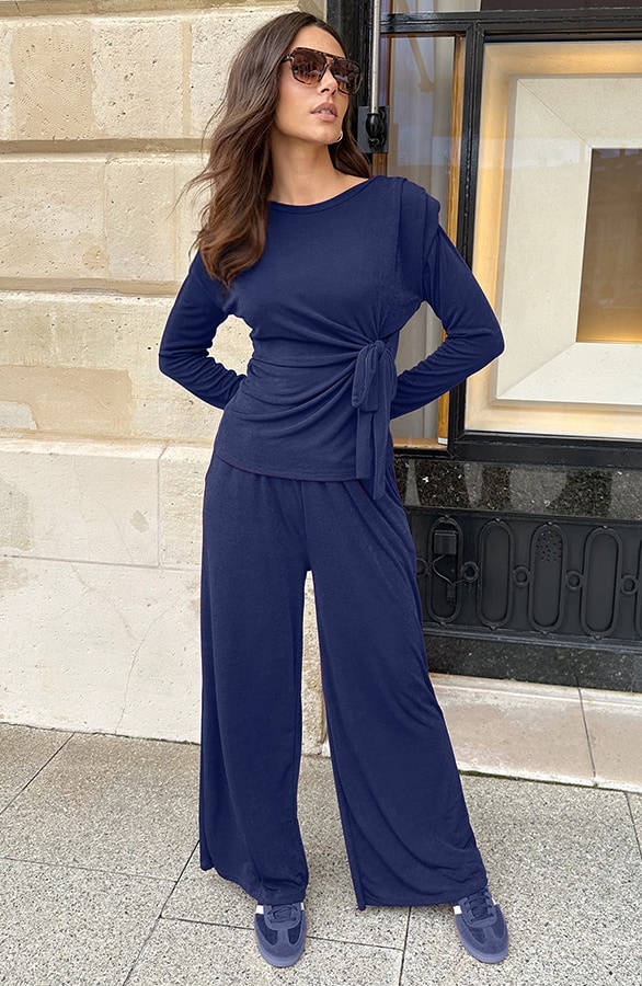 Straight Stretch Pantalon Marine – alle kleding, foto 2