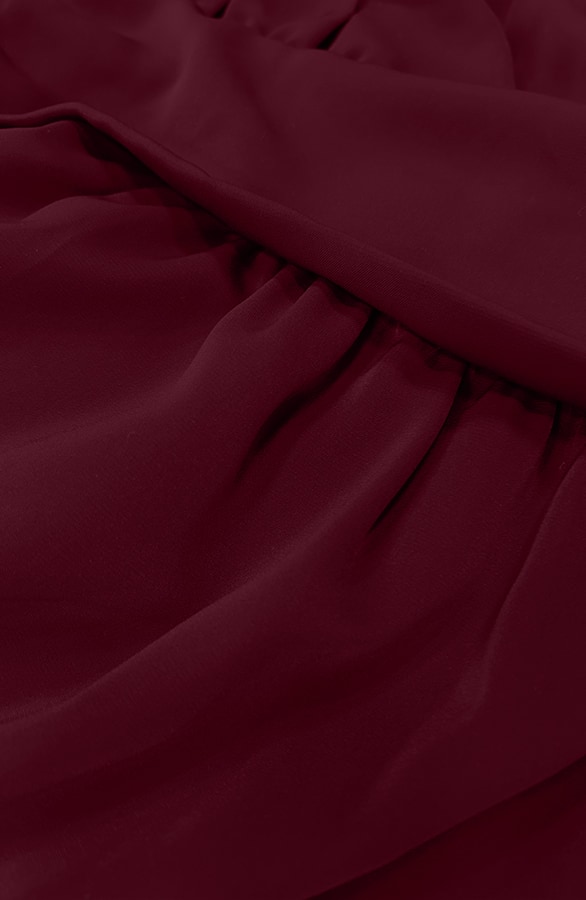 V-hals Jurk Strik Detail Burgundy – jurken, foto 3