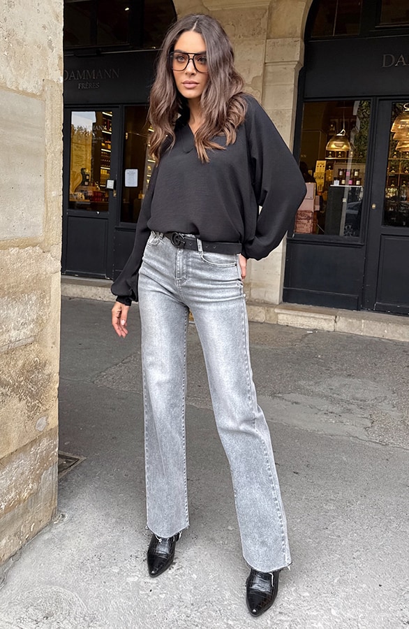 Wide Leg Jeans Grey Stretch FMH – spijkerbroeken, foto 3