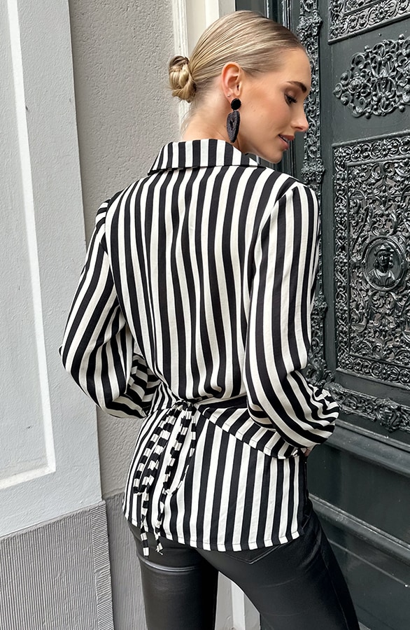 Wikkel Blouse Striped Zwart – tops, foto 3