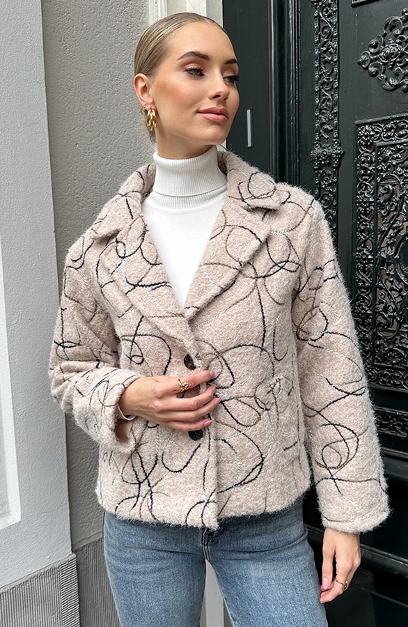 Woven Art Jacket Beige – jassen, foto 6