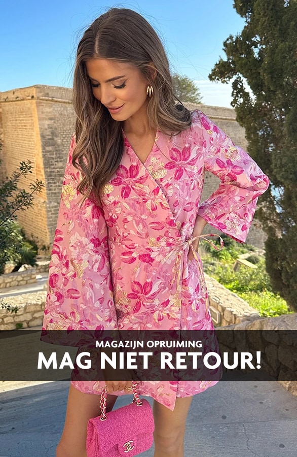 Jacquard Jurk Wijde Mouw Fuchsia – jurken, foto 3
