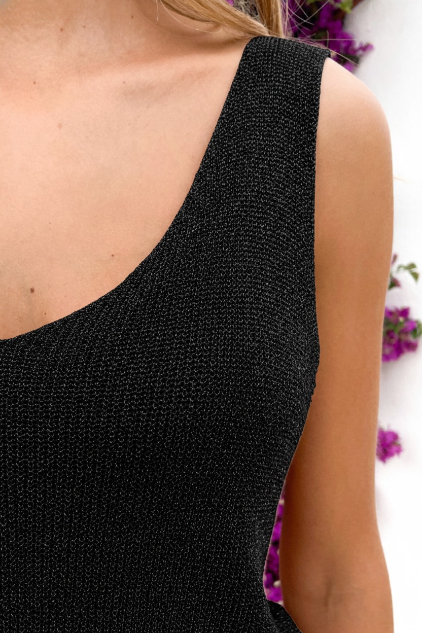 Lurex Top Loose Fit Zwart – tops, foto 4