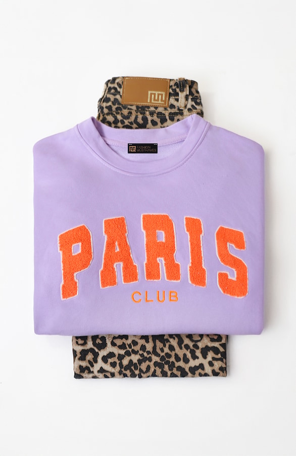 Oversized Paris Club Pullover Lila