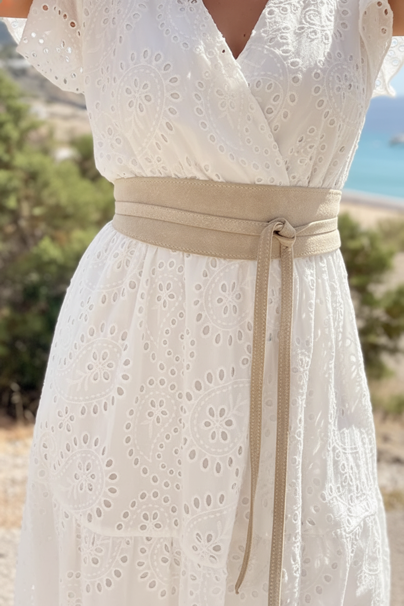 Suede Wikkelriem Beige – alle accessoires, foto 2