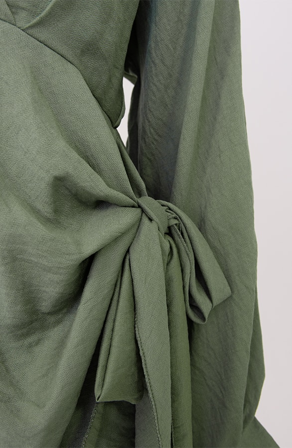 Elegant V-Hals Jurk Army – jurken, foto 4