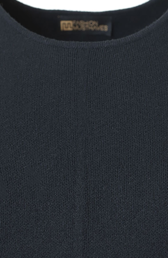 Knitted Gold Button Dress Zwart – jurken, foto 5