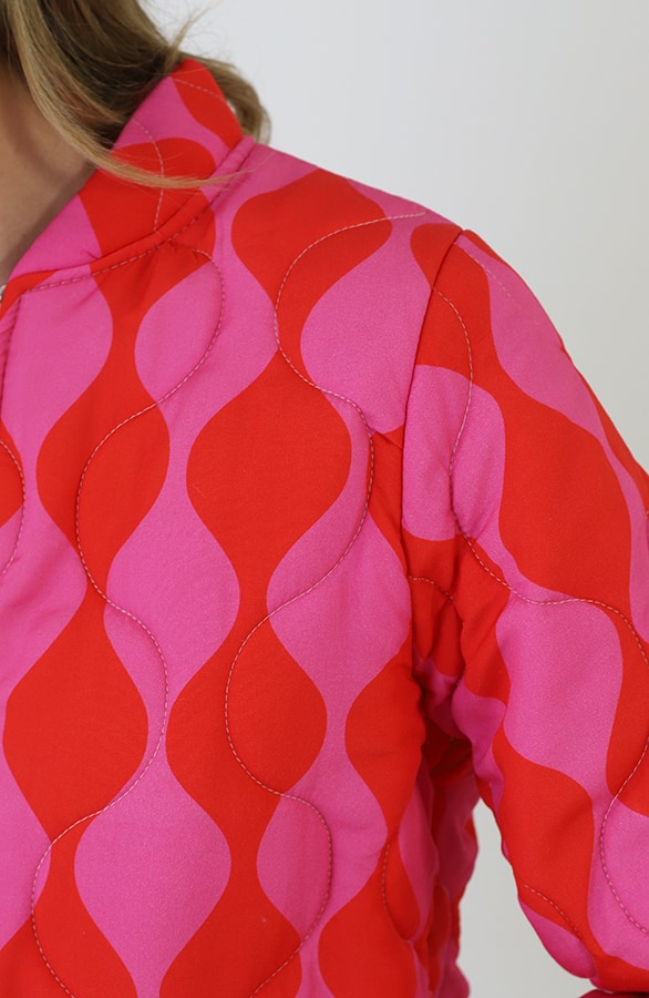 Bomber Jacket Classic Print Fuchsia Red – jassen, foto 4