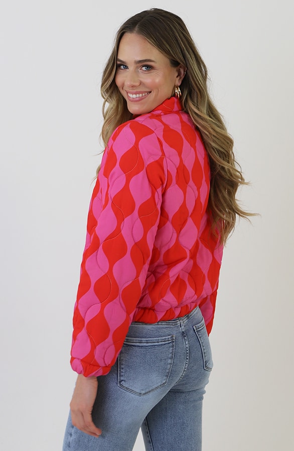 Bomber Jacket Classic Print Fuchsia Red – jassen, foto 6