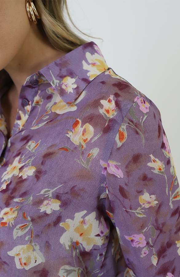 Chiffon Print Blouse Paars – blouses, foto 8