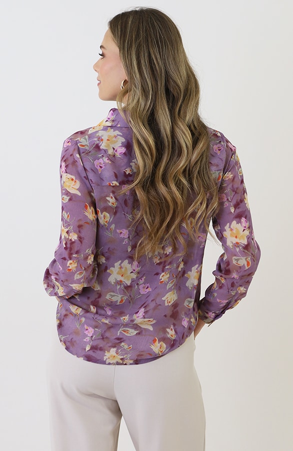 Chiffon Print Blouse Paars – blouses, foto 3
